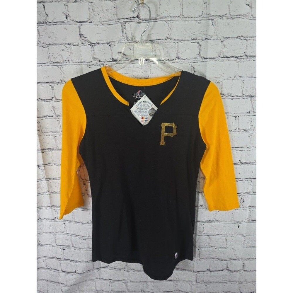 Majestic Pittsburgh Pirates Women's Medium Black SS T-shirt Shirt